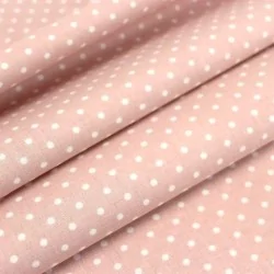 Fabric White Dots 4mm Powder Pink Background