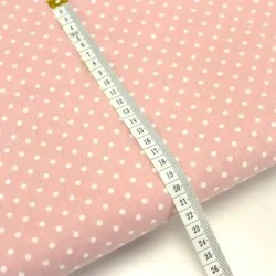 Tessuto di Cotone a Pois Bianchi 4mm su Fondo Rosa Polvere | Tissus Loup