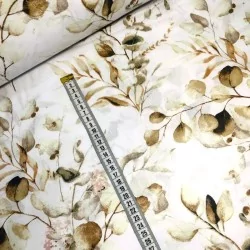 Baumwollstoff Eukalyptus braun beige | Wolf Stoffe