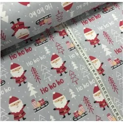 Tela Papá Noel Ho Ho Ho Fondo Rojo | Telas Lobo