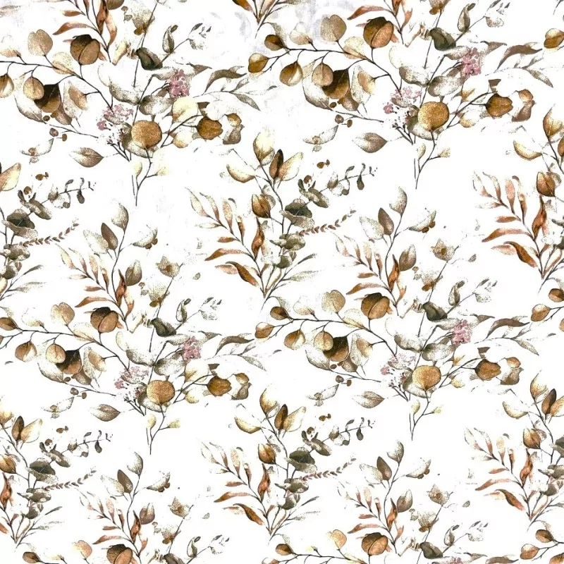 Tissu Coton Eucalyptus marron beige | Tissus Loup