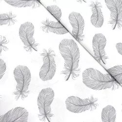 Fabric Grey feathers