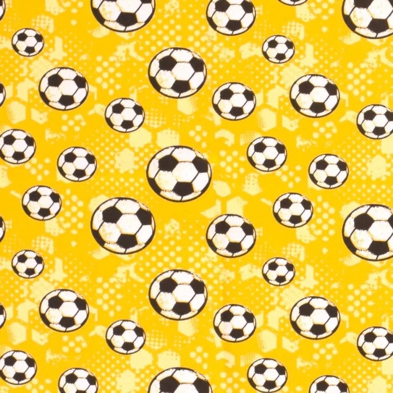 Jersey Stof katoen Voetbal gele achtergrond | Wolf Stoffen