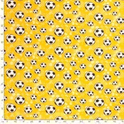 Tecido Jersey algodão Futebol fundo amarelo | Tissus Loup