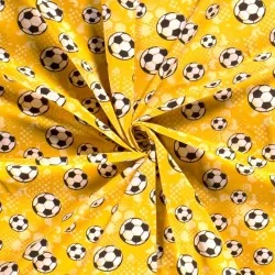 Tecido Jersey algodão Futebol fundo amarelo | Tissus Loup