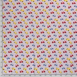 Jersey Fabric Motorbikes multicolor gray background | Wolf Fabrics