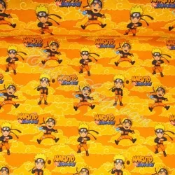 Tecido de algodão licenciado Naruto Shippuden Fundo amarelo laranja | Tissus Loup