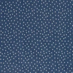 Tissu Jean stretch imprimé bleu clair petits Cœurs | Tissus Loup