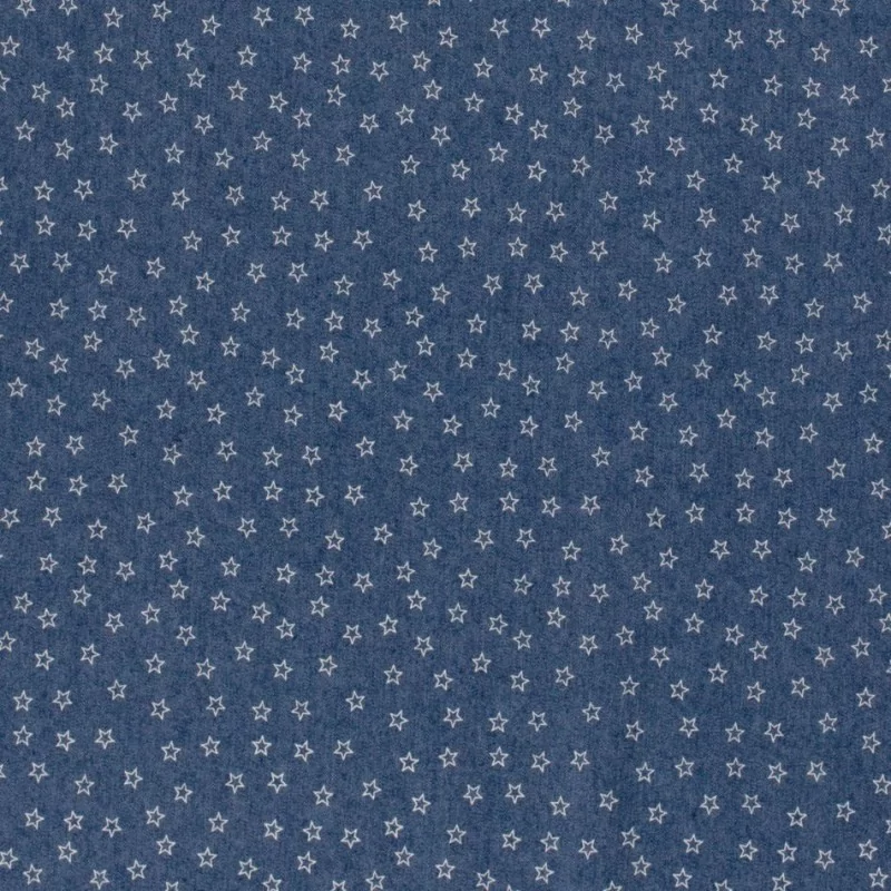 Tela Jean vaquero elástico azul claro estrellas pequeñas | Telas Lobo