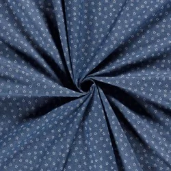 Tecido Jeans stretch impresso em azul claro com pequenas estrelas | Tissus Loup