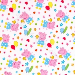 Fabric Peppa Pig White background