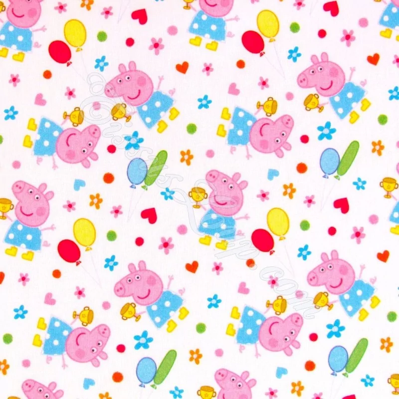 Fabric Cotton Peppa Pig White Background | Wolf Fabrics