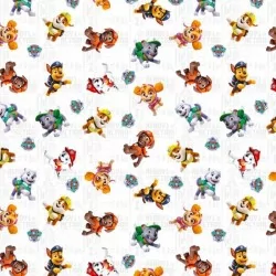 Fabric PAW Patrol White background