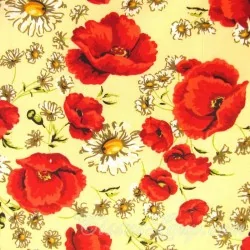 Baumwollstoff Mohnblumen und Margeriten | Wolf Stoffe