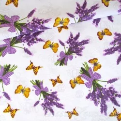 Tecido Buquê de Lavanda e Borboleta | Tissus Loup