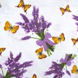 Tissu Bouquet de Lavande et Papillon | Tissus Loup