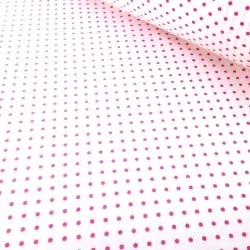 Fuchsia Little Dots White Background Fabric Cotton | Wolf Fabrics