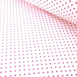 Tissu Pois fuchsias 4mm fond blanc