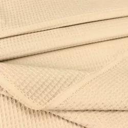 Tessuto Cotone Nido d'Ape Beige | Tissus Loup