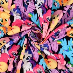 Tecido Jersey algodão My Little Pony Fundo Preto Meu Pequeno Pônei | Tissus Loup