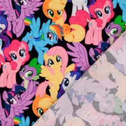 Tela Jersey algodón de  My Little Pony Fondo Negro Mi pequeño pony  | Telas Lobo