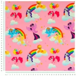 Tela Jersey algodón de  My Little Pony Fondo Rosa Mi pequeño pony  | Telas Lobo