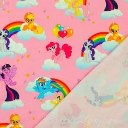 Tissu Jersey coton My Little Pony Fond Rose Mon Petit Poney | Tissus Loup