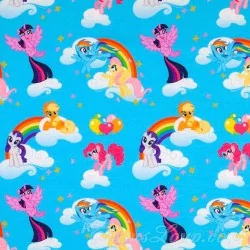 Tela Jersey My Little Pony Fondo Turquesa Mi pequeño pony