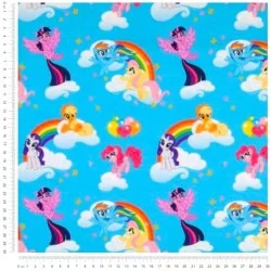 Tecido Jersey algodão My Little Pony Fundo Turquesa Meu Pequeno Pônei | Tissus Loup