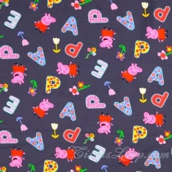 Jersey Fabric Peppa Pig Dark Grey Background