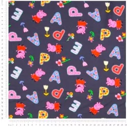 Tessuto Jersey cotone Peppa Pig Fond Grigio Scuro | Tissus Loup