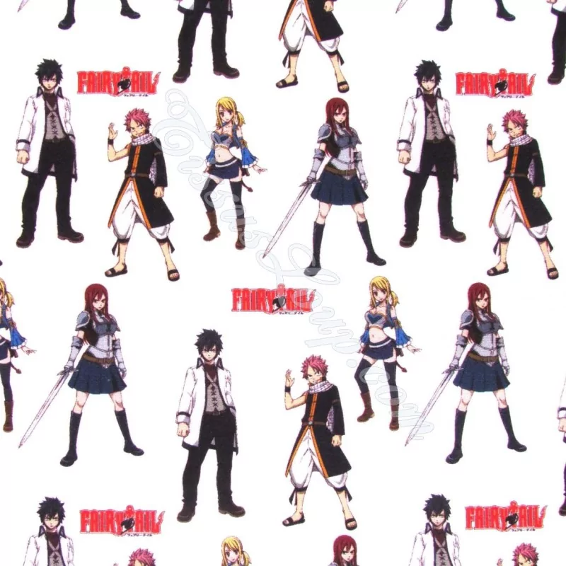 Baumwollstoff Fairy Tail Manga Hintergrund Weiß | Wolf Stoffe
