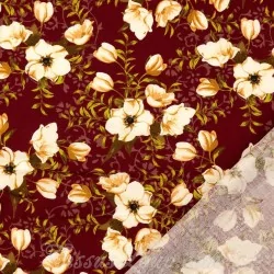 Tela de algodón Philadelphus Flores Blancas Fondo Terracota | Telas Lobo