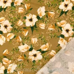 Baumwollstoff Philadelphus Weiße Blumen Senf Hintergrund | Wolf Stoffe