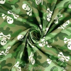 Fabric Cotton skulls and  Green Camouflage | Wolf Fabrics