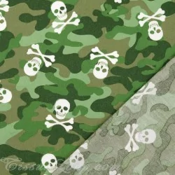 Fabric Cotton skulls and  Green Camouflage | Wolf Fabrics