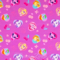 Jersey fabric My Little Pony Purple-pink background