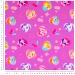 Tissu Jersey coton My Little Pony Fond violet rose Mon Petit Poney | Tissus Loup