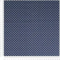Fabric Cotton skulls and crossbones navy blue background | Wolf Fabrics