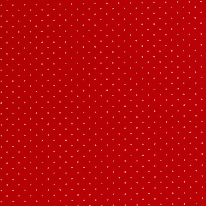 Baumwollstoff Goldene Pünktchen 2 mm Roter Hintergrund | Wolf Stoffe