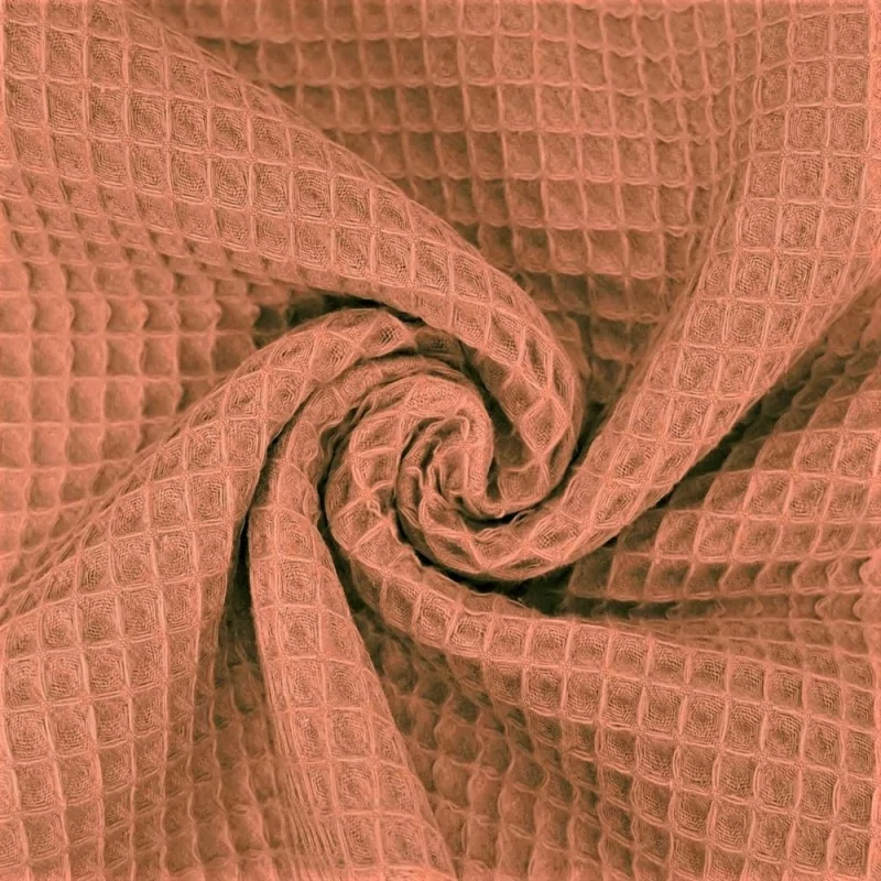 Waffelstoff Farbe Kastanie Wabenstoff | Wolf Stoffe