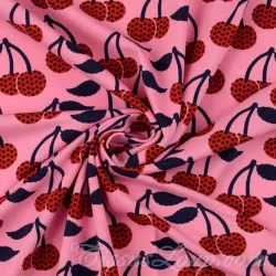 Fabric Jersey Cherry pink background | Wolf Fabric