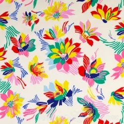Fabric Jersey Flowers White Background | Wolf Fabric