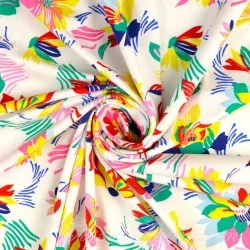 Fabric Jersey Flowers White Background | Wolf Fabric