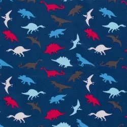 Jersey-Stoff Dinosaurier Dunkelblauer Hintergrund