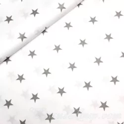 Fabric Grey Stars white Background