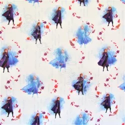 Fabric Frozen Anna and Elsa Disney White background