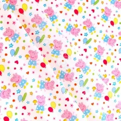 Fabric Cotton Peppa Pig White Background | Wolf Fabrics