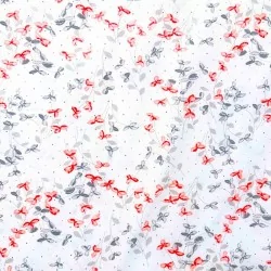 Stoff Rote und Graue Blumen