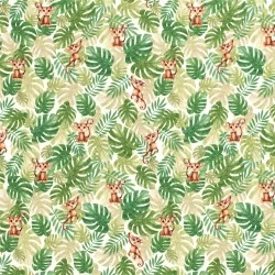Jersey Fabric Little Monkey and Monstera Foliage